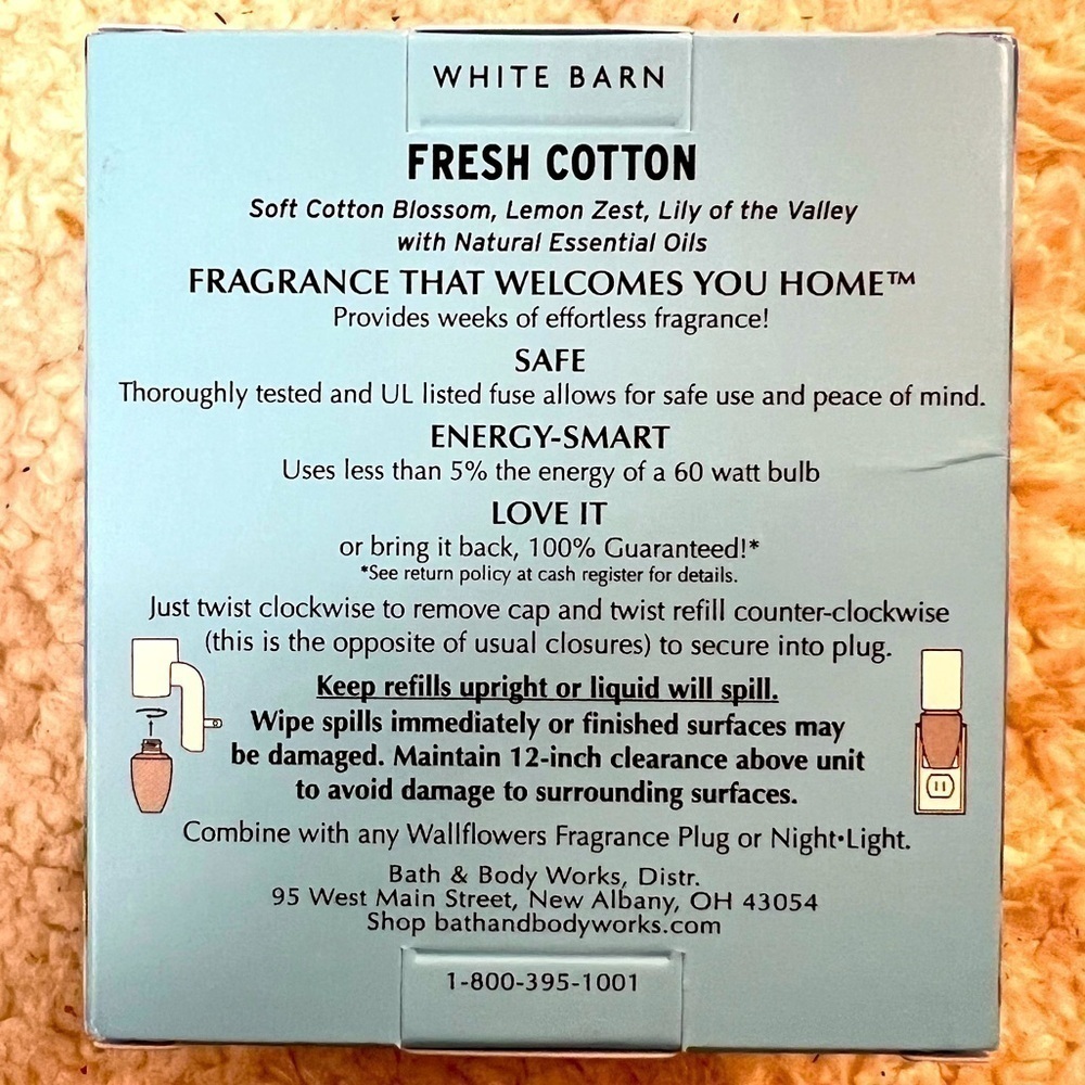 B&BW White Barn "Fresh Cotton" Wallflowers Home Fragrance Refills - Picture 5 of 7